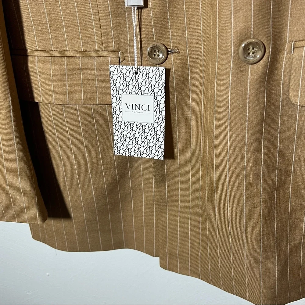 Vinci Philosophy Mens 38r Sport Coat Jacket New Camel Pinstripe